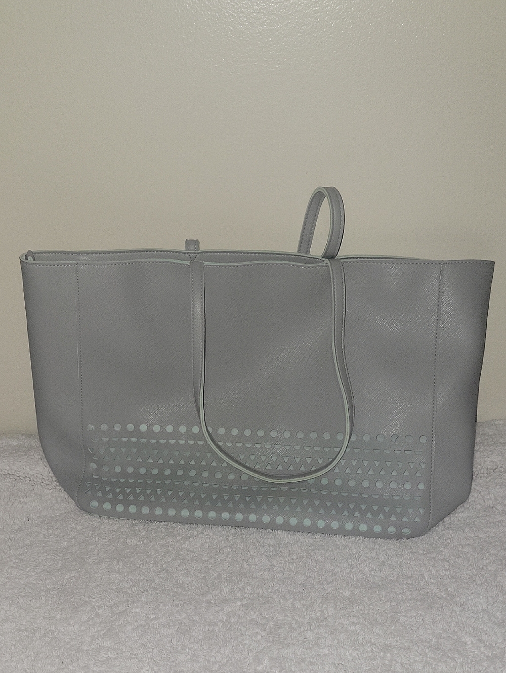 Bath & Body Works Gray And Seafoam Women's Tote with Cut-Out Accent